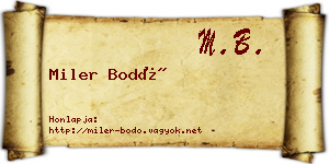 Miler Bodó névjegykártya